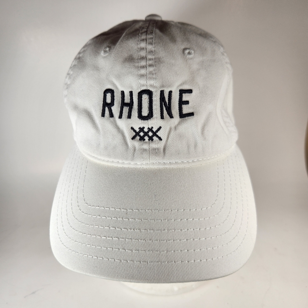 RHONE Cap Strap Back White Trucker Cotton Dad Hat Logo Baseball